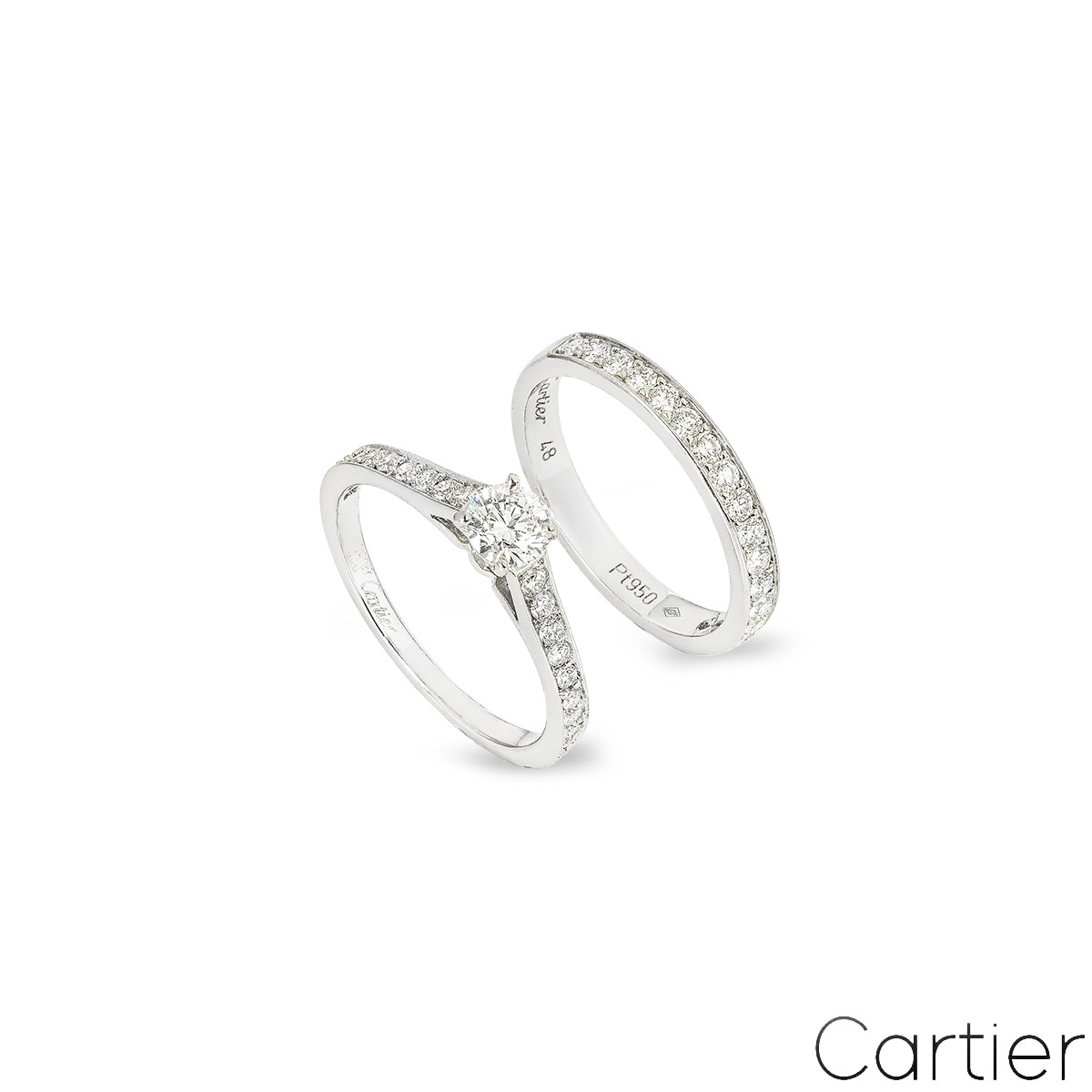 Cartier Platinum Round Brilliant Cut Diamond Solitaire 1895 Bridal Set 0.31ct D/VVS2 Cartier Platinum Round Brilliant Cut Diamond Solitaire 1895 Bridal Set 0.31ct D/VVS2